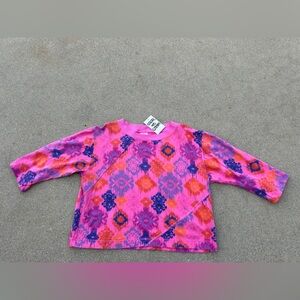 Colorful Long Sleeve Patterned Top Women Size Medium 100% Cotton NWT